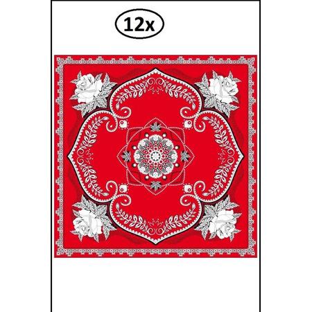 12x Boeren zakdoek rood 63x63 cm