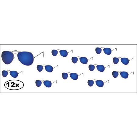 12x Pilotenbril blauwe glazen