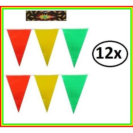 12x Vlaggenlijn rood/geel/groen 10m