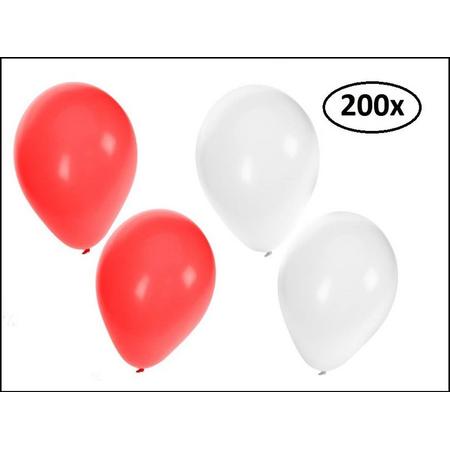 200x Ballonnen rood en wit
