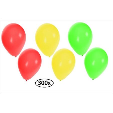 300x Ballonnen groen, rood en geel