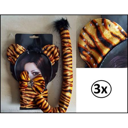 3x Bling bling dierenset 3-delig tijger