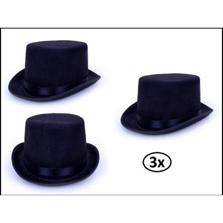3x Hoge hoed zwart