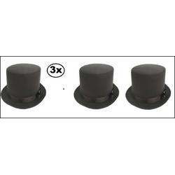 3x Hoge hoed zwart zware kwaliteit