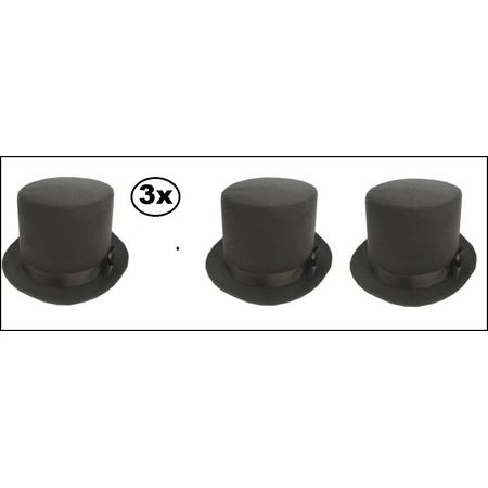 3x Hoge hoed zwart zware kwaliteit