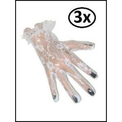 3x Kanten handschoenen kort wit