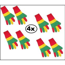 4x Paar handschoenen rood/geel/groen
