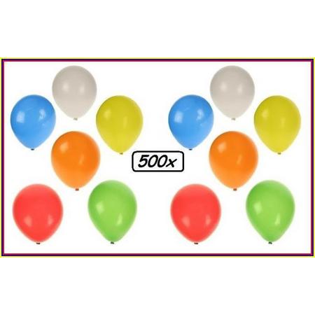 500x Ballonnen assortie kleuren