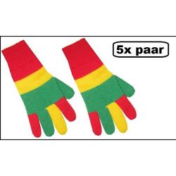 5x Paar handschoen rood/geel/groen