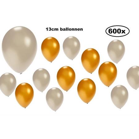 600x Mini ballon metallic goud en zilver 5 inch(13cm)