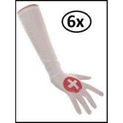 6x Handschoenen verpleegster lang satijn