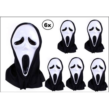 6x Masker Scream plastic met hoofddoek