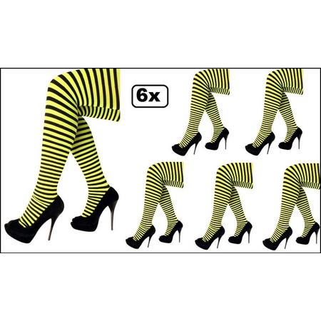6x Panty streep geel/zwart one size