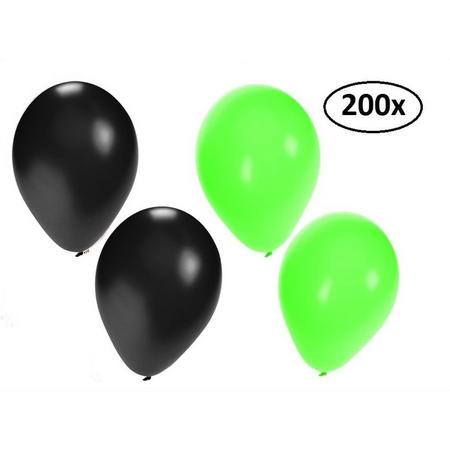 Ballonnen helium 200x groen en zwart