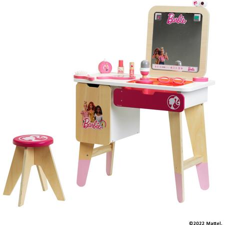 BarbieTM - Make-uptafel en vloggerstudio I Met houten opnamedoek I Incl. accessoires I Speelgoed voor kinderen vanaf 3 jaar