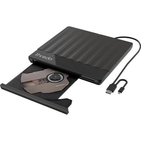 Thredo Externe DVD/CD speler voor laptop / computer met USB-C aansluiting voor Windows/Mac