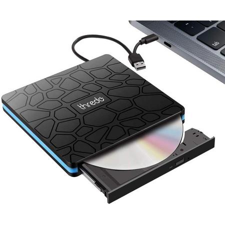 Thredo Externe DVD/CD speler voor laptop / computer met USB aansluiting voor Windows/Mac