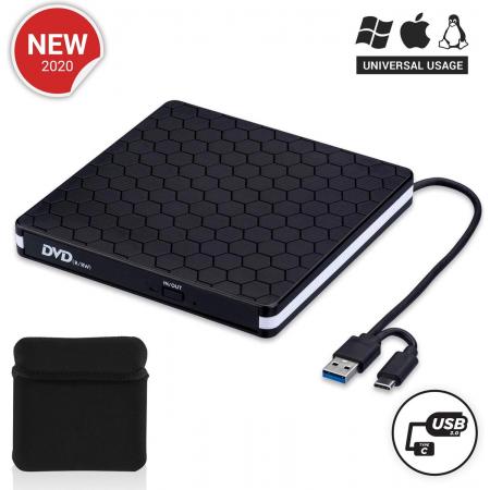 Externe DVD speler en brander Laptop USB-C & 3.0 – Super Snel – Plug & Play