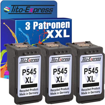 Tito-Express PlatinumSerie 3 Patronen XXL voor Canon PG-545 XL Black PlatinumSerie MG 2550 / MG 2500 Serie / MG 2450 / MG 2400 Serie / MG 2950 / MG 2455 / MG 2555 / IP 2800 / MG 2900