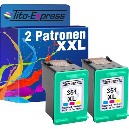 Tito-Express PlatinumSerie PlatinumSerie® 2 cartridges voor HP 351 XL kleur D4260 / D4300 / D4360, OfficeJet: J5700 / J5725 / J5730 / J5735 / J5740 / J5750 / J5780 / J5785 / J6400 / J6405 / J6410 / J6415 / J6424 / J6450 / J6480 Photosmart: C4200 /