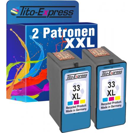 Tito-Express PlatinumSerie PlatinumSerie® 2 x cartridge voor Lexmark 33 XL kleur Home Copier Plus / P4000 / P4250 / P4310 / P4330 / P4350 / P4360 / P6200 / P6210 / P6220 / P6230 / P6240 / P6250 / P6260 / P6270 / P6280 / P6290 / P6350 / P6356 / P900