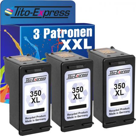 Tito-Express PlatinumSerie PlatinumSerie® 3 cartridges voor HP 350 XL Zwart D4260 / D4300 / D4360, OfficeJet: J5700 / J5725 / J5730 / J5735 / J5740 / J5750 / J5780 / J5785 / J6400 / J6405 / J6410 / J6415 / J6424 / J6450 / J6480 Photosmart: C4200 /
