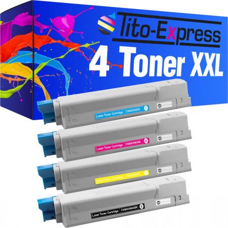 Tito-Express PlatinumSerie PlatinumSerie® 4x Toner-Patrone XXL voor Oki C5800 C5500 N C5550 MFP C5800 DN C5800 LDN C5800 N C5900 Oki: C5500 N / C5550 MFP / C5800 / C5800DN / C5800 LDN / C5800N / C5900 / C5900 CDTN / C5900 DN / C5900 DTN / C5900 N