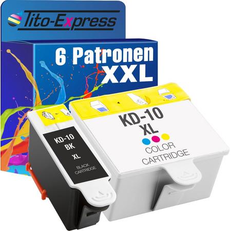 Tito-Express PlatinumSerie Set van 6 Printercartridges voor Kodak 10 XL met niveau-indicator en XXL inhoud PlatinumSerie Kodak: ESP 3 / ESP 3250 / ESP 5 / ESP 5210 / ESP 5220 / ESP 5230 / ESP 5250 / ESP 7 / ESP 7250 / ESP 9 / ESP 9250 / ESP Office