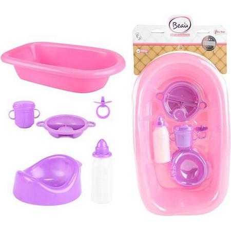 BEAU Set bad voor babypop met accessoires roze