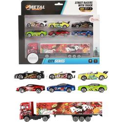 Toi Toys Vrachtwagen Pop Art met 6 raceautos
