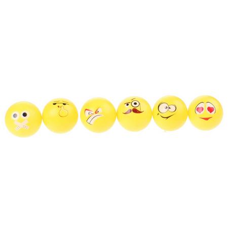 Toi-toys Bier Pong Ballen Met Emoji 6 Stuks 4 Cm Geel