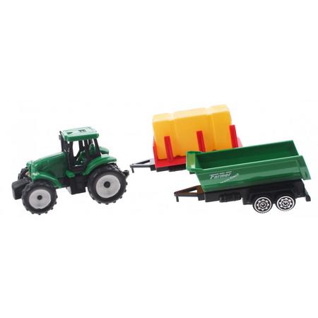 Toi-toys Groene Tractor Met Aanhangers Groen/geel 7,5 Cm