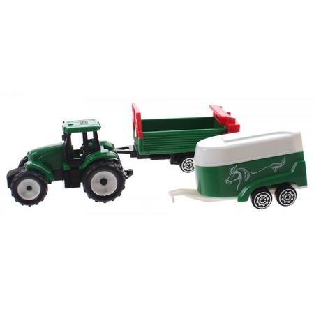 Toi-toys Groene Tractor Met Aanhangers Groen/groen 7,5 Cm