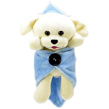 Toi-toys Knuffel Hond In Een Dekentje 25 Cm Blauw