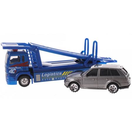Toi-toys Transporter Truck Met Auto Blauw/grijs 20 Cm