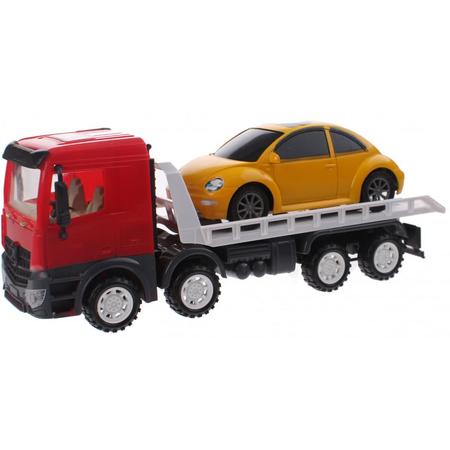 Toi-toys Transporter Truck Met Auto Rood/geel 32 Cm