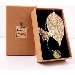 BERKATMARKT - Toirxarn Metalen veer bladwijzer met 3D vlinder en glazen kralen, eeuwige droge bloem hanger. Cadeau voor lezer, vrouw en kinderen.