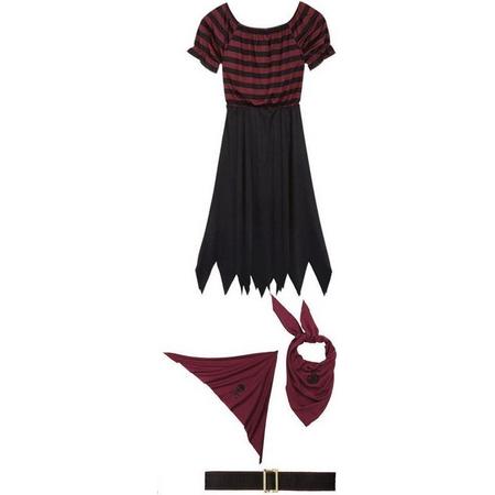 Tom Kostuum Piraat Dames Rood/zwart Maat S