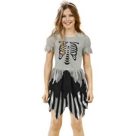 Tom Kostuum Skelet Meisjes Grijs Maat M