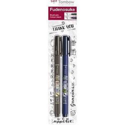 Tombow Brush pen Fudenosuke blister zwart 2 st - zacht, hard 19-WS-BHS-2P