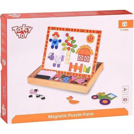 Tooky Toy Magneetpuzzel Junior 29,5 X 22 Cm Hout Oranje/wit