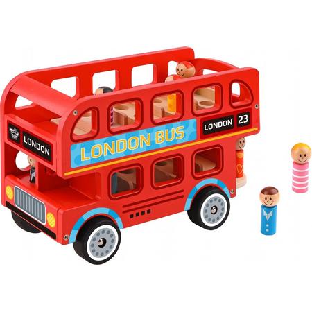 Tooky Toy Speelgoedbus London 28,5 X 19 Cm Hout Rood 9-delig