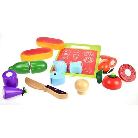 Tooky Toy Speelgoedeten Groente En Vis  Junior Hout 12-delig