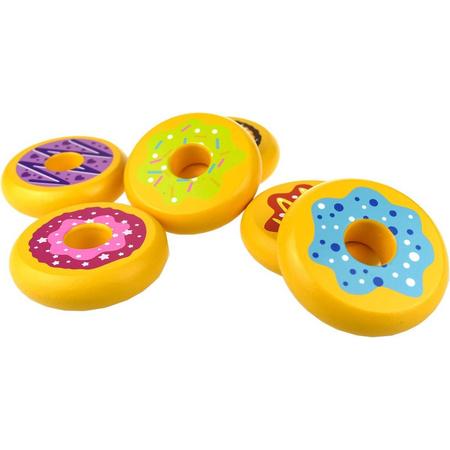 Tooky Toy Speelset Donuts Junior Hout Geel 6-delig
