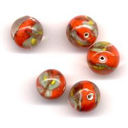 30 Stuks Hand-made Jewelry Beads - Oranje en Wit Design
