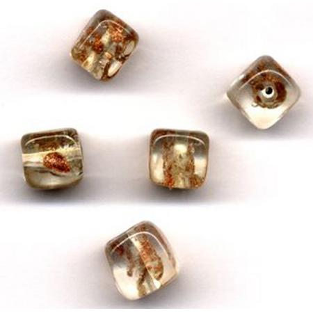 30 Stuks Hand-made Jewelry Beads -  Transparant Goud - 10x10mm