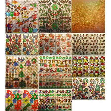 Kerst Holografische Knip Stickervellen - 60 Stickervellen en 12 Verschillende - Geschikt voor op kados, kaarten en bijvoorbeeld fotoalbums