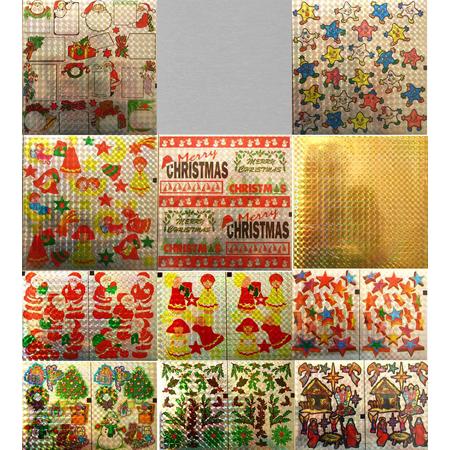 Kerst Holografische Knip Stickervellen - 60 Vellen - 12 verschillende - Gebruik ze voor op kados, kaarten of fotoalbums