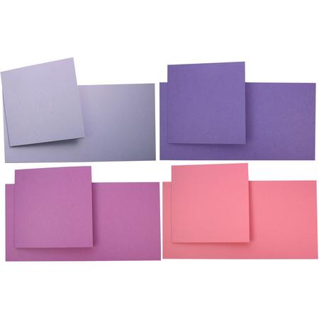 Vierkante Kaarten Set - 13,5 x 13,5 cm - 40 Kaarten en 40 Enveloppen - 4 Kleuren - Maak wenskaarten voor elke gelegenheid