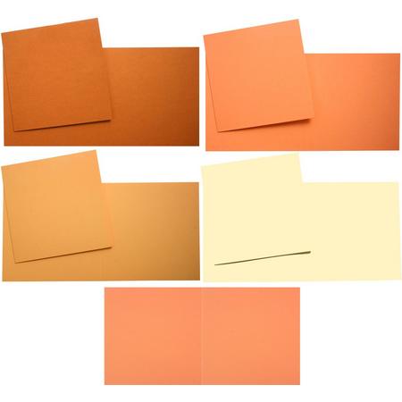 Vierkante Kaarten Set - 13,5 x 13,5 cm - 40 Kaarten en 40 Enveloppen - 5 Kleuren - Maak wenskaarten voor elke gelegenheid